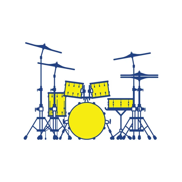 Ref Drum Set Тонкая Линия Дизайна Векторная Иллюстрация — стоковый вектор