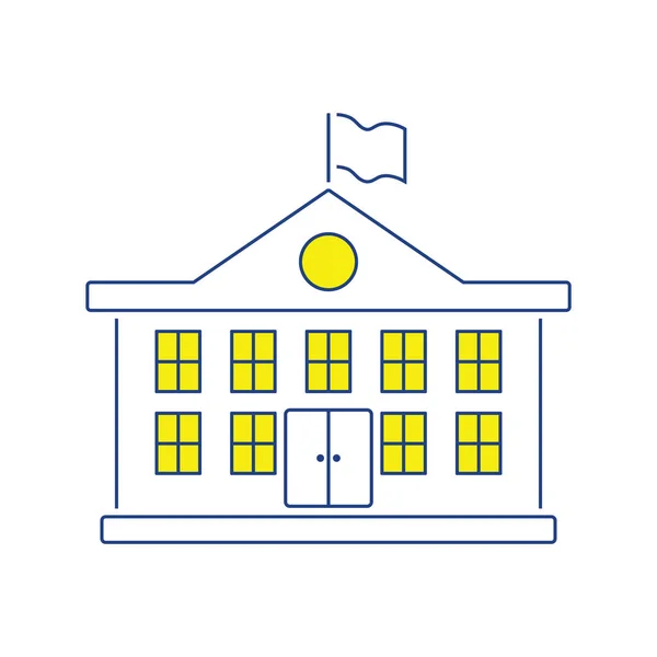 Ikon Gedung Sekolah Desain Garis Tipis Ilustrasi Vektor - Stok Vektor