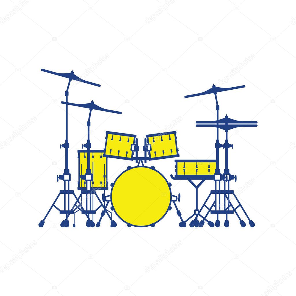 Drum set icon. Thin line design. Vector illustration.
