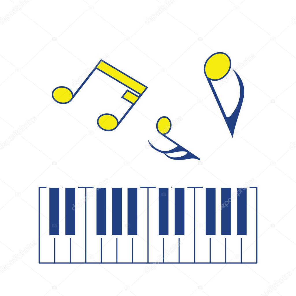 Icon of Piano keyboard. Thin line design. Vector illustration.