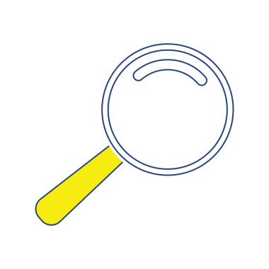 Büyüteç'in simgesi. İnce çizgili tema. Vektör çizim.