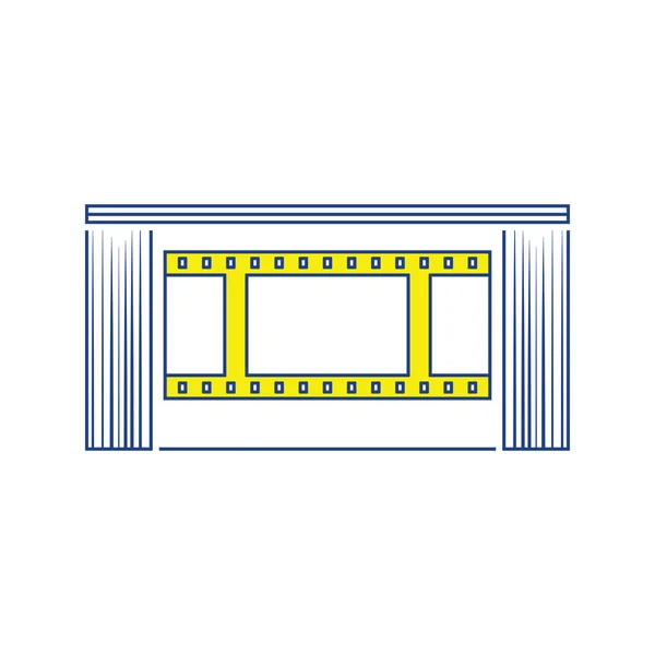 Kino Divadlo Hlediště Ikona Tenká Linie Design Vektorové Ilustrace — Stockový vektor