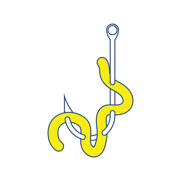 Icon Worm Hook Thin Line Design Vector Illustration — Stock Vector