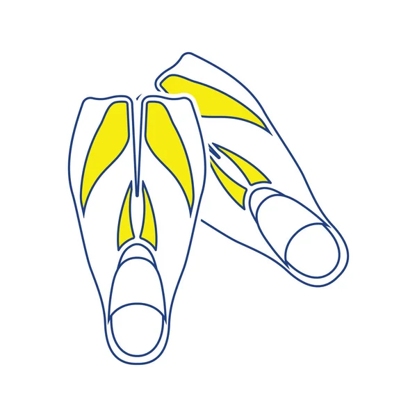 足ひれを水泳のアイコン 細い線のデザイン ベクトル図 — ストックベクタ