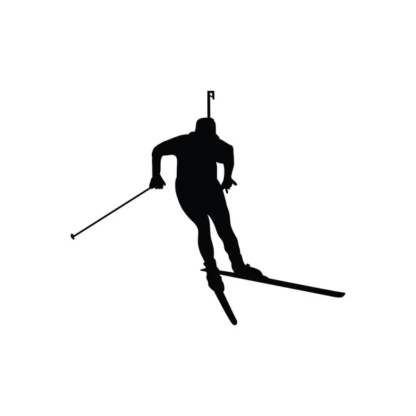 Δίαθλο Αθλητή Σιλουέτα Μαύρο Λευκό Εικονογράφηση Διάνυσμα — Διανυσματικό Αρχείο