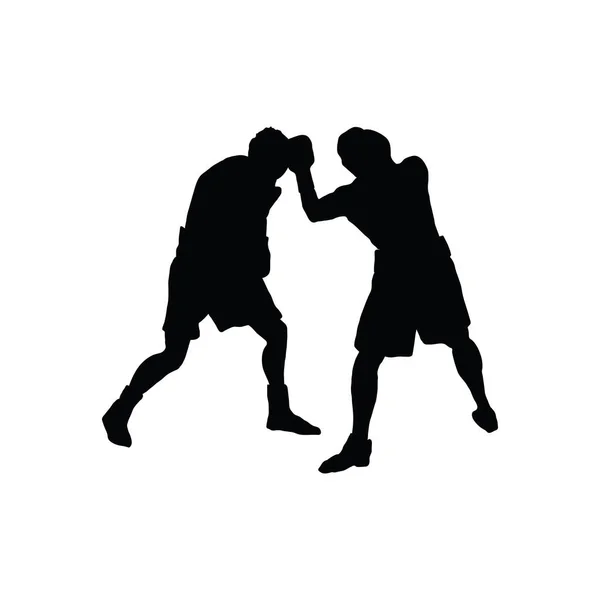 Silueta Boxeo Negro Sobre Blanco Ilustración Vectorial — Vector de stock