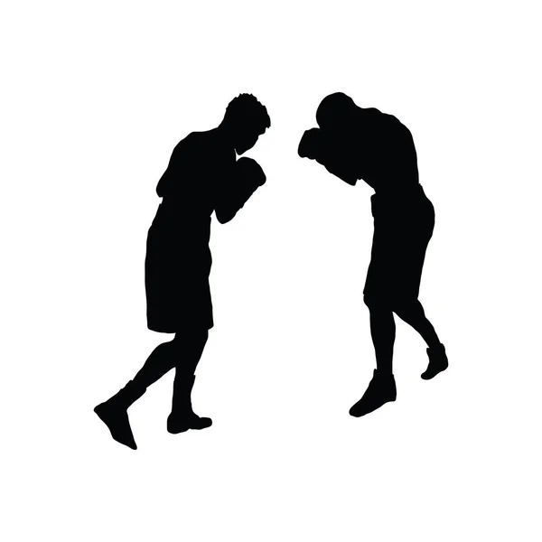 Silhouette Boxe Nero Bianco Illustrazione Vettoriale — Vettoriale Stock