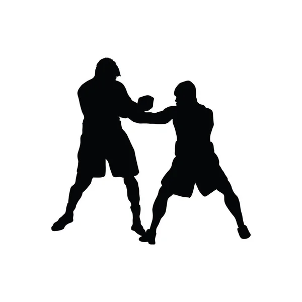 Boxing Silhouette Black White Vector Illustration — Stock Vector