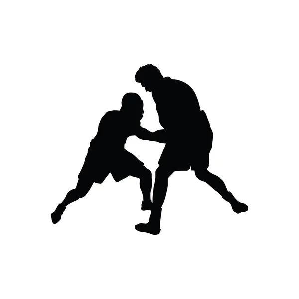 ボクシングのシルエット 白地に黒 ベクトル図 — ストックベクタ
