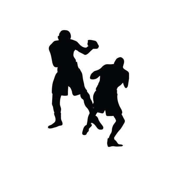 Silhouette Boxe Noir Sur Blanc Illustration Vectorielle — Image vectorielle