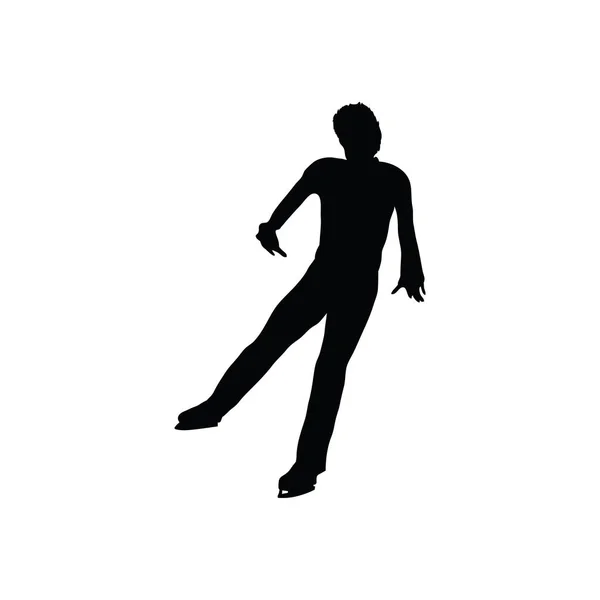 Figure Skate Man Silhouette Black White Vector Illustration — Stock Vector