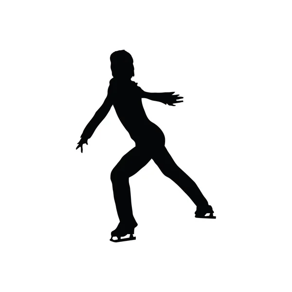 Silhouette Homme Patineur Artistique Noir Sur Blanc Illustration Vectorielle — Image vectorielle