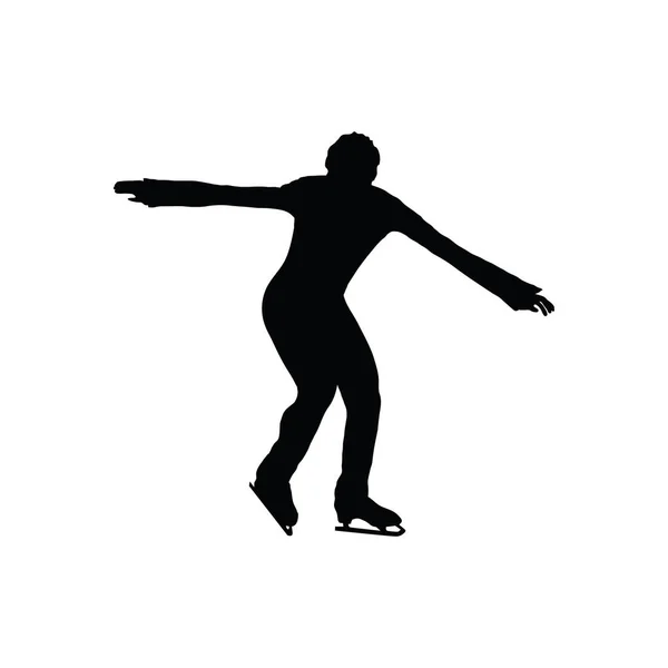 Silhouette Homme Patineur Artistique Noir Sur Blanc Illustration Vectorielle — Image vectorielle