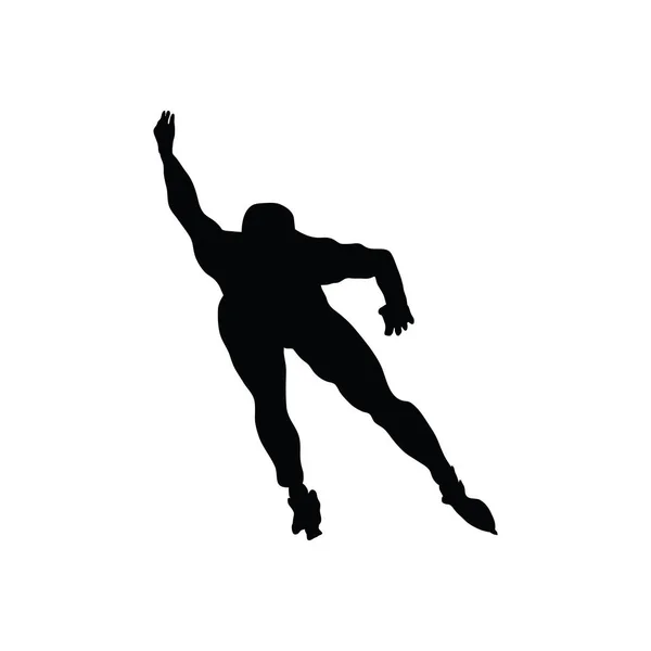 スケートの人のシルエット 白地に黒 ベクトル図 — ストックベクタ
