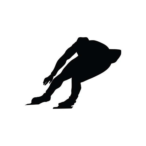 スケートの人のシルエット 白地に黒 ベクトル図 — ストックベクタ