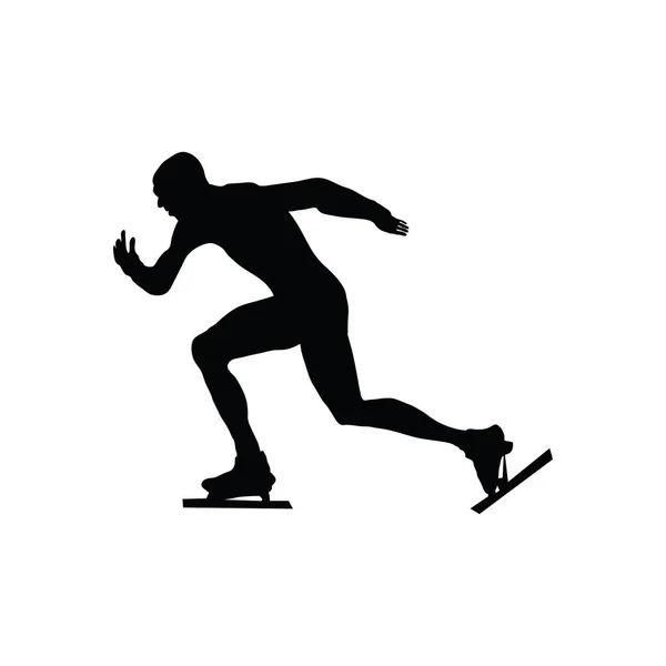 Schaatsen Man Silhouet Zwart Wit Vectorillustratie — Stockvector