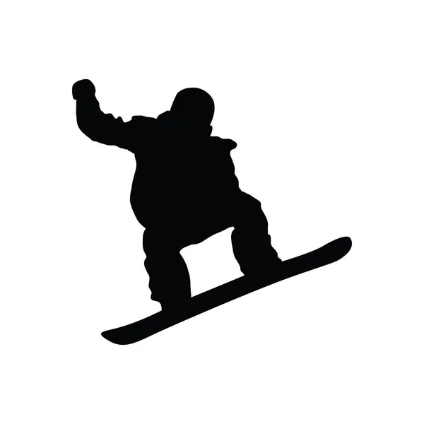 Snowboarder Man Silhouet Zwart Wit Vectorillustratie — Stockvector
