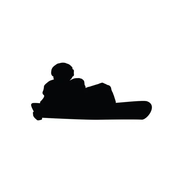 Snowboarder Man Silhouette Black White Vector Illustration — Stock Vector