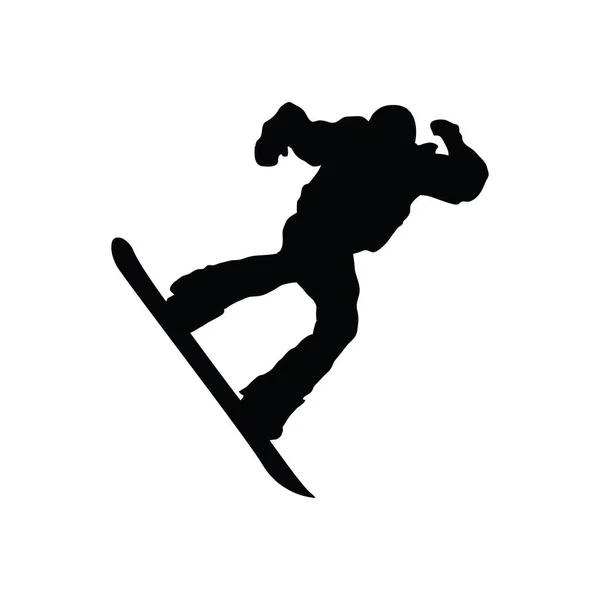 Snowboardista Siluetu Člověka Černé Bílém Vektorové Ilustrace — Stockový vektor