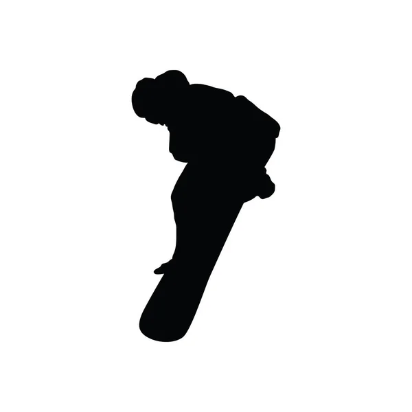 Silhouette Snowboardeur Noir Sur Blanc Illustration Vectorielle — Image vectorielle