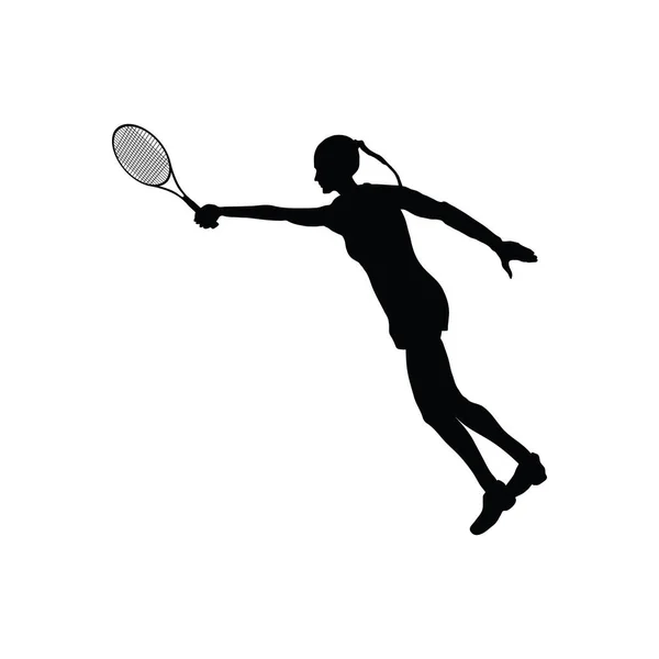 Tennis Silhouette Schwarz Auf Weiß Vektorillustration — Stockvektor