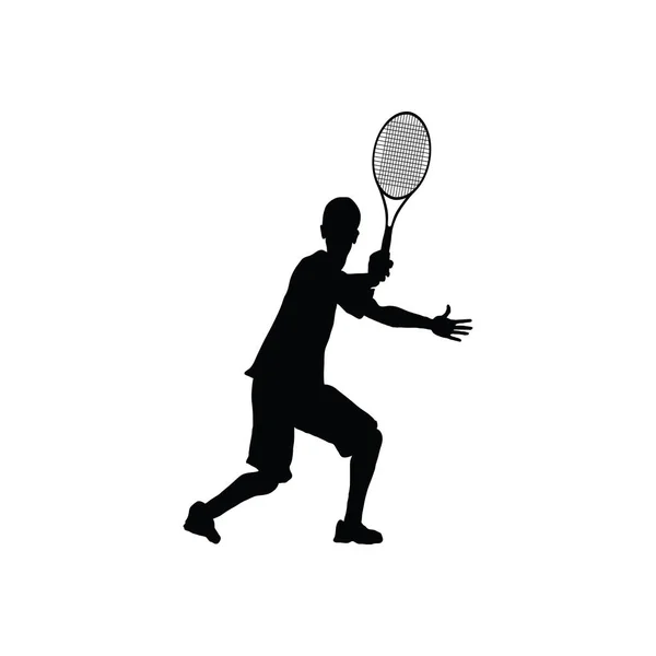 Tennis Silhouette Schwarz Auf Weiß Vektorillustration — Stockvektor