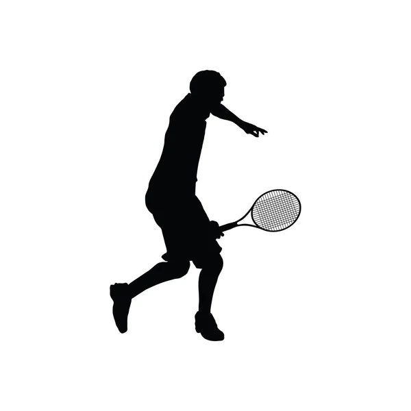 Tennis Silhouette Schwarz Auf Weiß Vektorillustration — Stockvektor