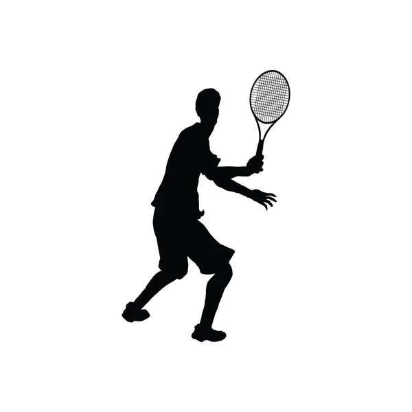 Tennis Silhouette Schwarz Auf Weiß Vektorillustration — Stockvektor