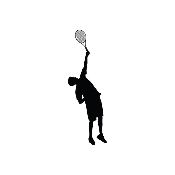 Tennis Silhouette Schwarz Auf Weiß Vektorillustration — Stockvektor