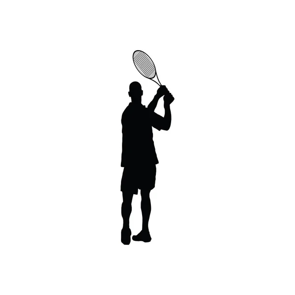 Tennis Silhouette Schwarz Auf Weiß Vektorillustration — Stockvektor