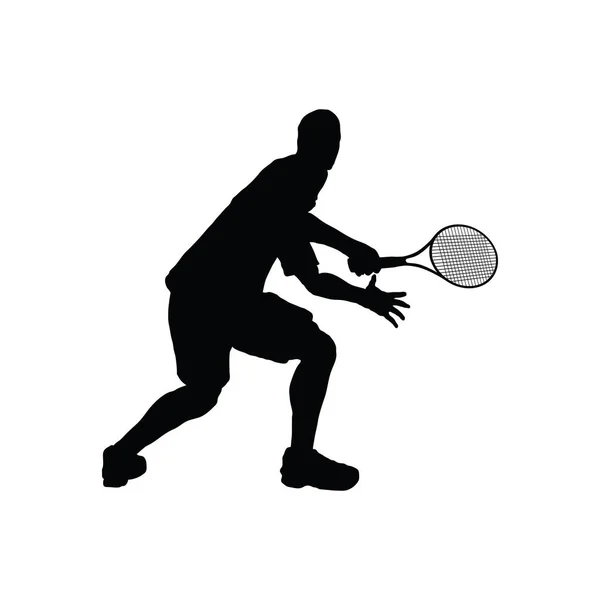 Tennis Silhouette Schwarz Auf Weiß Vektorillustration — Stockvektor