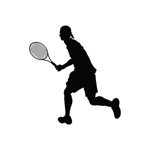 Sziluettjét Tenisz Fekete Fehér Vektoros Illusztráció — Stock Vector