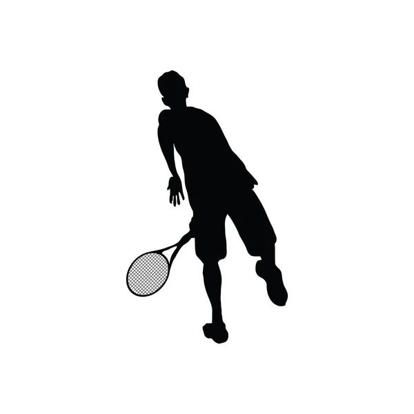 Tennis Silhouette Schwarz Auf Weiß Vektorillustration — Stockvektor
