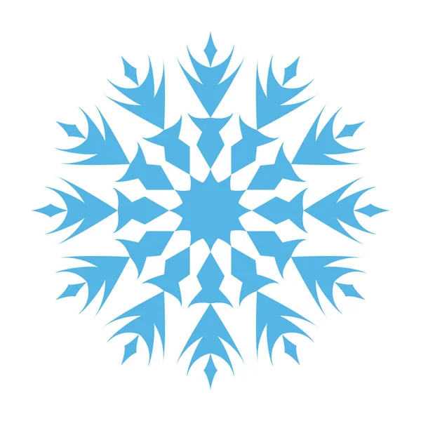 Floco Neve Ornamentado Azul Sobre Branco Ilustração Vetorial —  Vetores de Stock