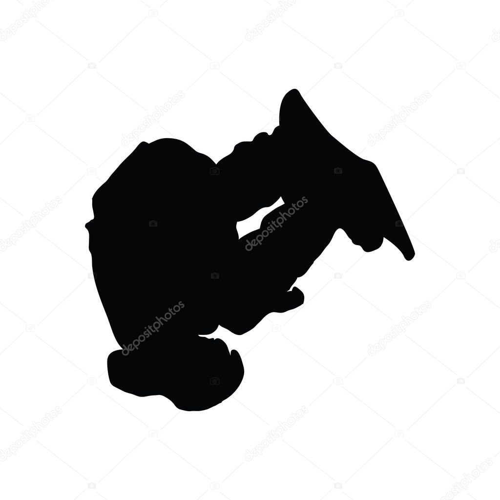 Snowboarder man silhouette. Black on white.  Vector illustration.