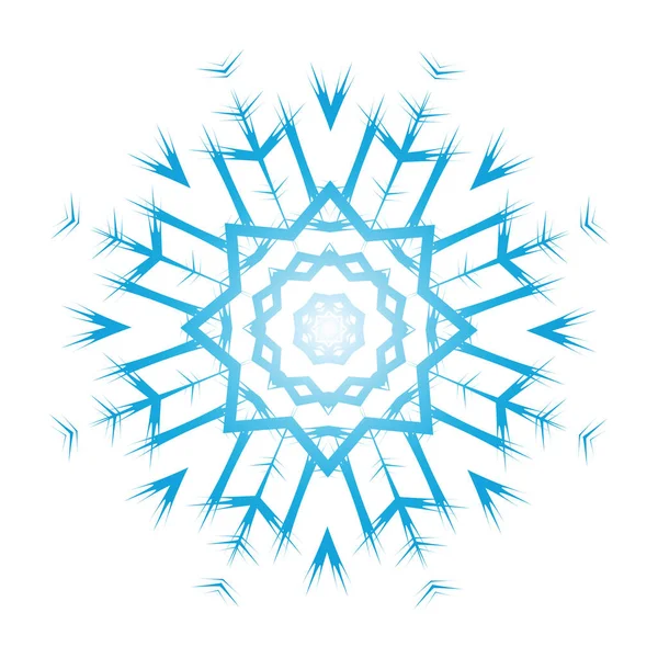 Floco Neve Ornamentado Azul Sobre Branco Ilustração Vetorial —  Vetores de Stock