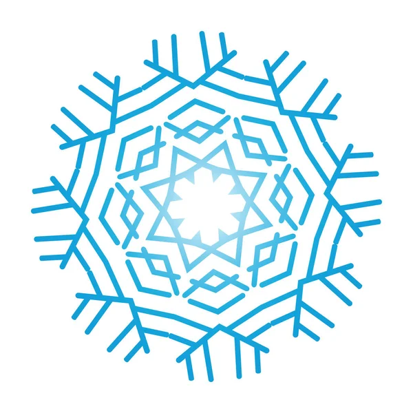 Floco Neve Ornamentado Azul Sobre Branco Ilustração Vetorial —  Vetores de Stock
