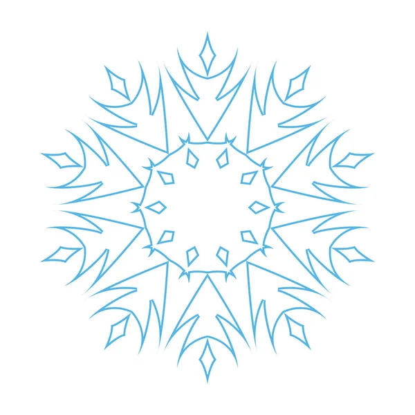 Orné Flocon Neige Bleu Sur Blanc Illustration Vectorielle — Image vectorielle
