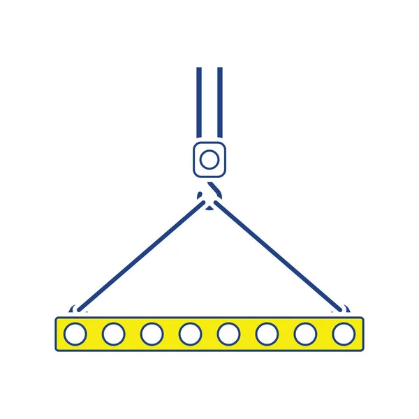 Icona di lastra appesa al gancio della gru da imbragature di corda — Vettoriale Stock