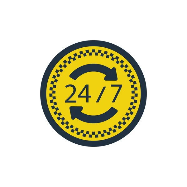 24 saat taksi servisi simgesini — Stok Vektör