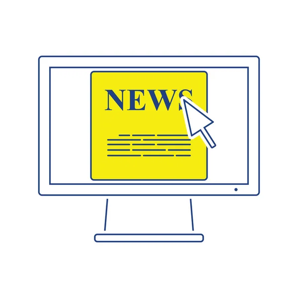 Monitor met nieuws-pictogram — Stockvector