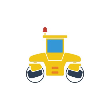 Icon of road roller. Flat design. Vector illustration. clipart