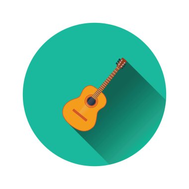 Akustik gitar UI renklerde düz tasarım simgesi. Vektör çizim.
