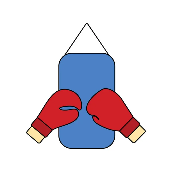 Flat design icon of Boxing pear and gloves