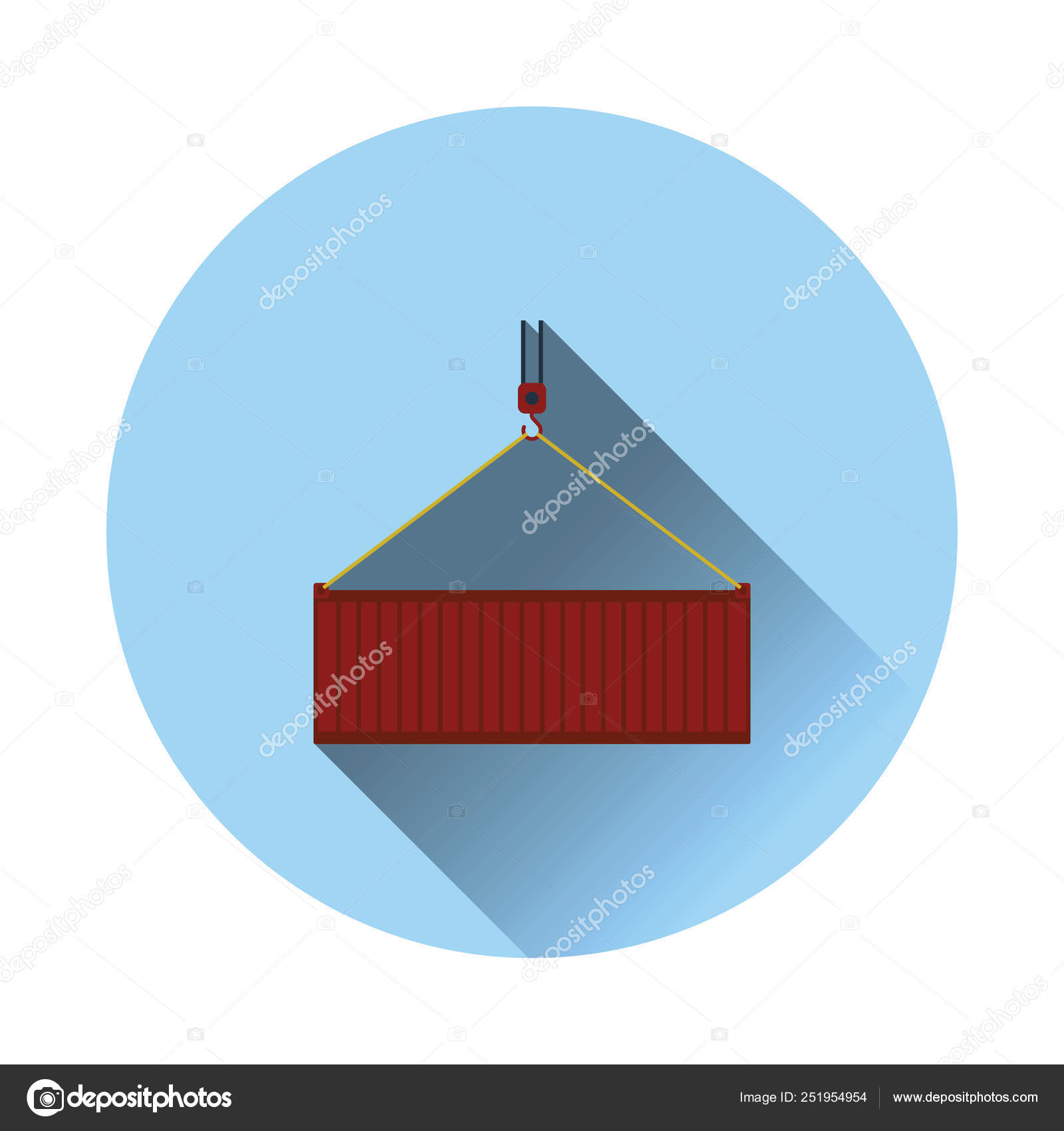 Crane Hook Lifting Container Logistic Concept Icon Flat Color Shadow ...
