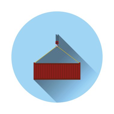 Turna kancası kaldırma kabı. Lojistik konsept simgesi. Gölge desenli düz bir renk. Vektör illüstrasyonu.