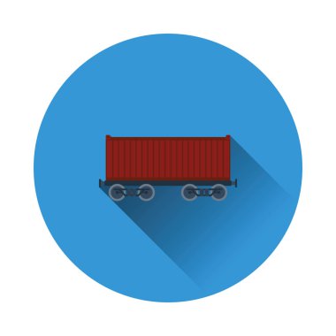 Demiryolu kargo konteynırı ikonu. Gölge desenli düz bir renk. Vektör illüstrasyonu.