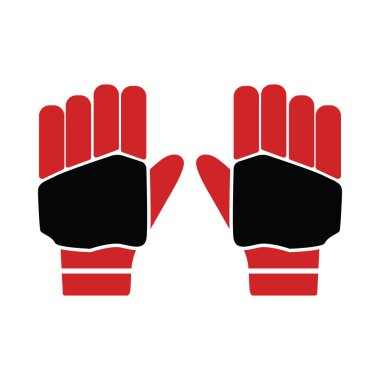 Bir çift kriket eldiveni ikonu. Düz renk şablon tasarımı. Vektör illüstrasyonu.