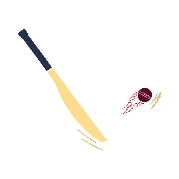 Значок Крикетной Биты Плоский Цвет Трафарета Дизайн Векторная Иллюстрация — стоковый вектор