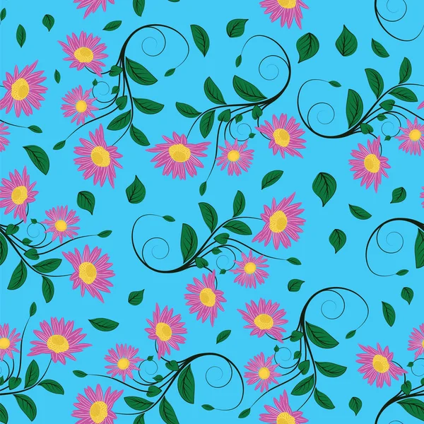 Seamless Vector Floral Pattern Easy Making Seamless Pattern Just Drag — Stock Vector